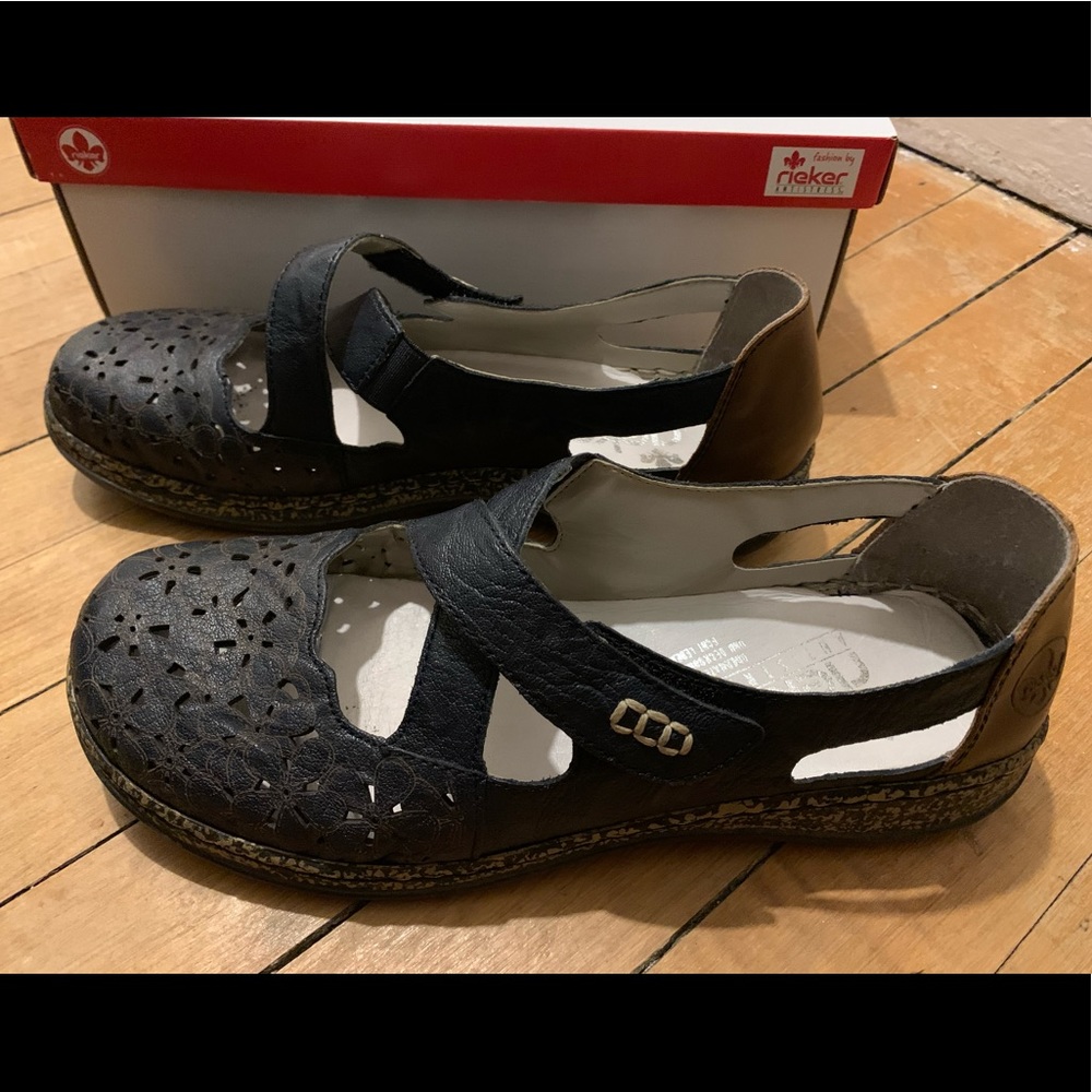 Rieker navy/brown MaryJanes, antistress, size 40